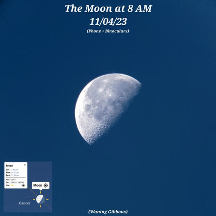 Waxing Gibbous Moon at 8 AM.